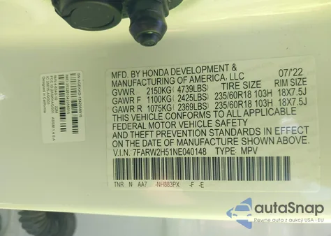 2022 Honda Cr-V Ex z USA, uszkodzony, nr VIN 7FARW2H51NE040148